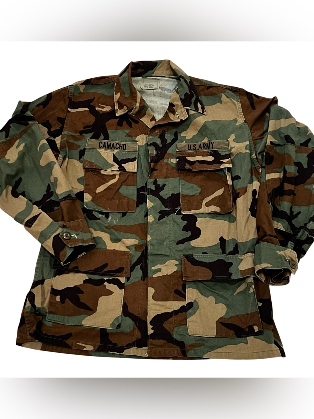 Vintage 90s US Army Woodland Camo BDU Jacket Military Issue Med Reg E-9